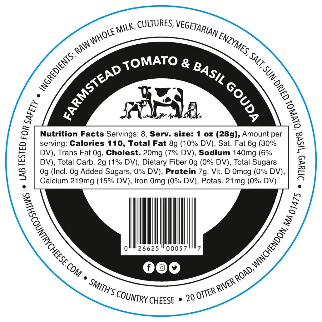 Sun-Dried Tomato & Basil Raw Gouda